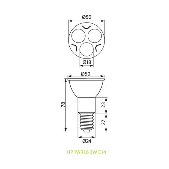 Рефлекторна LED лампа HIPOWER- PAR16- 3W- 180LM- E14- 6400K - 2