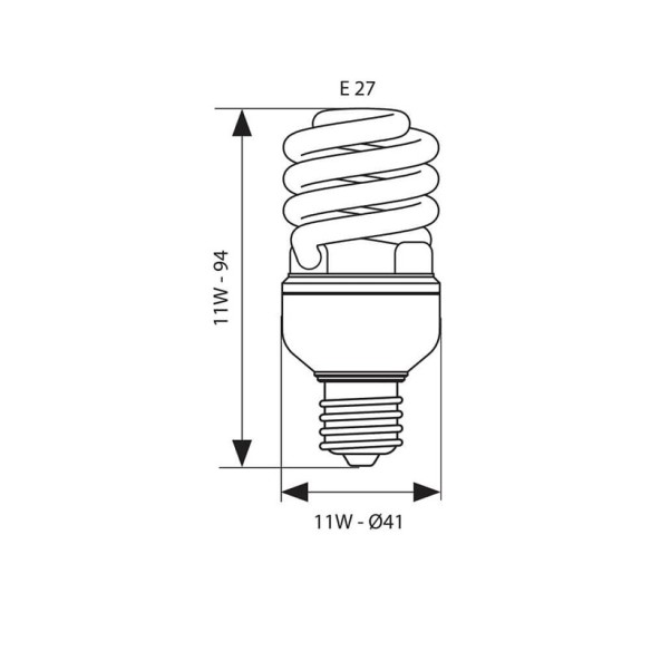 Енергоспестяваща лампа X SPIRAL- 11W- 564LM- E27- 2700K - 2