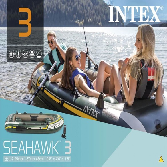 Лодка надуваема триместна SEAHAWK 3, 295x137x43 см, Intex - 3