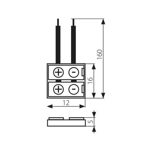 Свързващ елемент за LED ленти CONNECTOR 8 мм SMD3528 POWER LEAD 15 см - 2