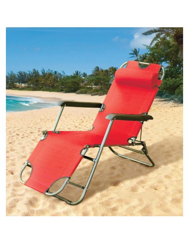 Сгъваем стол тип шезлонг 153Х60Х80 см, червен - 1
