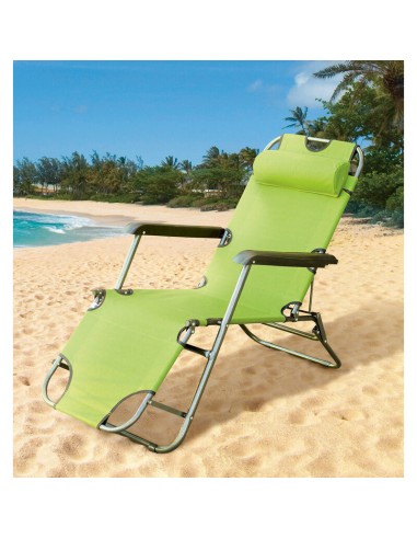 Сгъваем стол тип шезлонг 153Х60Х80 см, светлозелен - 1