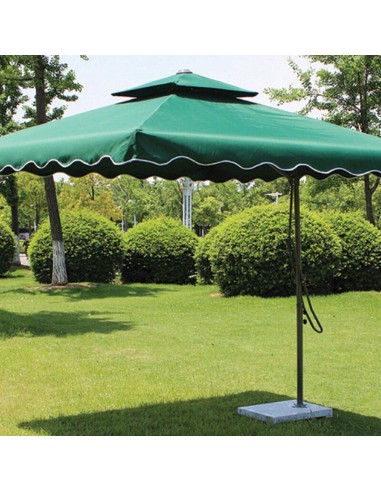 Градински чадър със стойка- 2,45 м, тъмнозелен