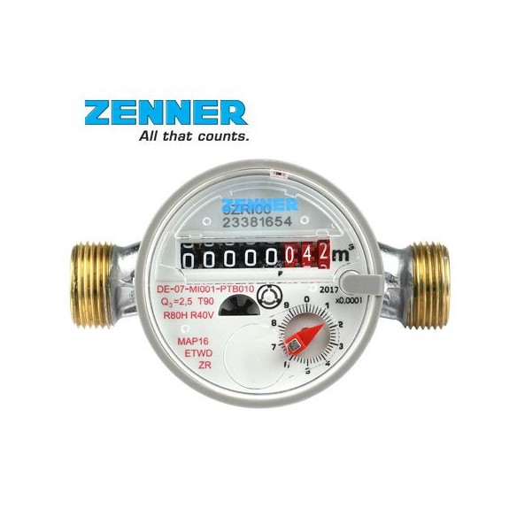 Вoдoмep за топла вода без холендри 3 куб.м -  1/2“ - ZENNER - 1