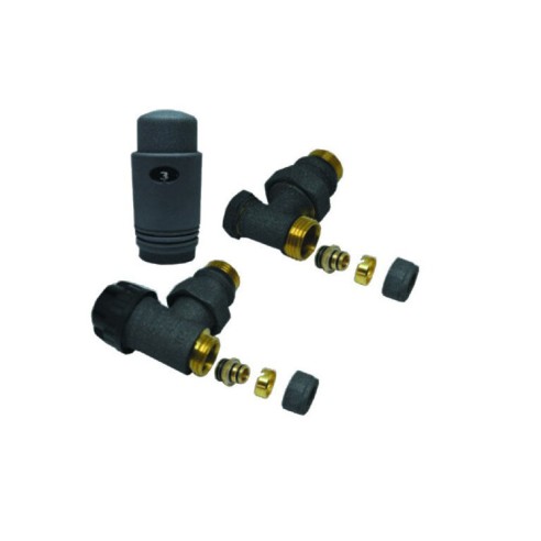 Радиаторен сет Cayman-5 Black - ъглов - 1/2"x16мм и 1/2"x15мм - 3