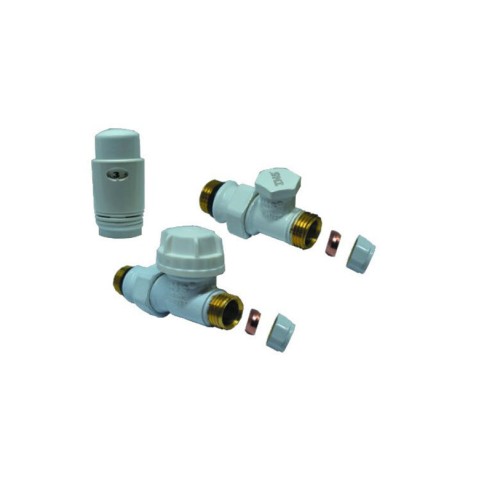 Радиаторен сет Cayman-5 White - прав - 1/2"x16мм и 1/2"x15мм - 3