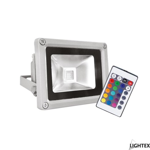 LED прожектор сребро 10W RGB с дистанционно управление IP65 - 1