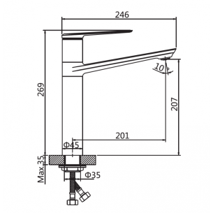 Смесител за умивалник Ерин, висок - 1 2