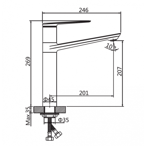 Смесител за умивалник Ерин, висок - 2