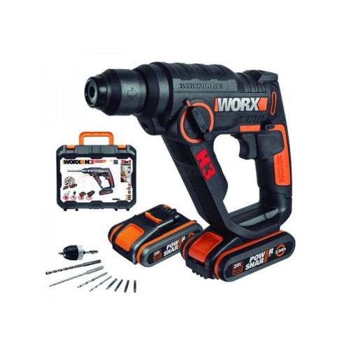 Акумулаторен перфоратор Worx WX390.1 2броя Li-ion 20V/2Ah 1.2J - 1