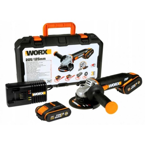 Акумулаторен ъглошлайф WORX WX803, 20 V, 2х2 Ah, 125 мм - 1