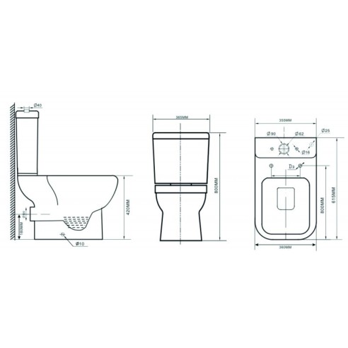 Порцеланов моноблок със задно оттичане - ICC 6282P - 2