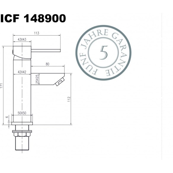 Стоящ смесител за умивалник Куарто IC-148900 - 2