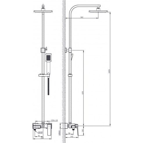 Тръбно окачване със смесител Елинор - черен мат IC-6891 - 3