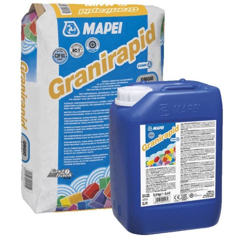 Двукомпонентно лепило за плочки и камък Granirapid Grigio А+В 25+5.5кг MAPEI - 1