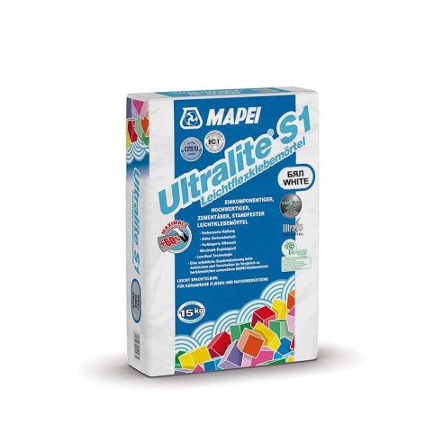 Леко деформируемо лепило за плочки Ultralite S1 15кг бяло MAPEI - 1