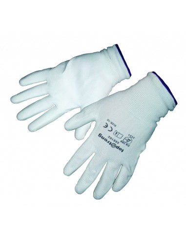 Бели работни ръкавици топени в полиуретан р-р 10 Top Strong - 1
