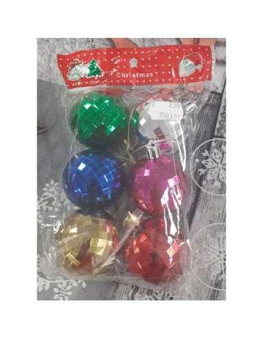 Коледни "диско" топки в 6 цвята, Ø5см, 6 бр. - 1