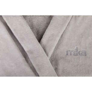 Сив плюшен халат за баня с качулка MIKA - 1 2