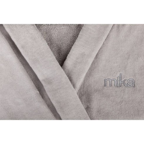 Сив плюшен халат за баня с качулка MIKA - 2