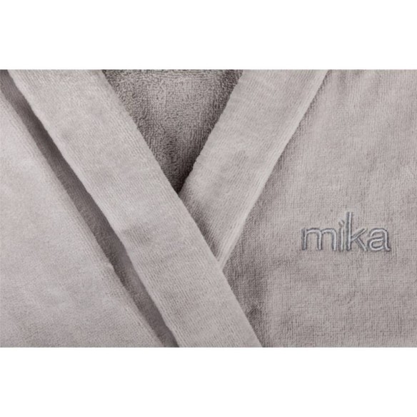 Сив плюшен халат за баня с качулка MIKA - 2
