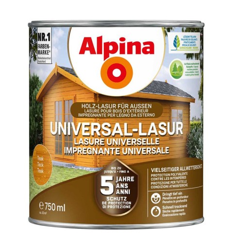 Лак за дърво прозрачен 0.750л UNIVERSAL LASUR ALPINA - 1