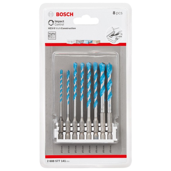 Комплект свредла HEX-9 MultiConstruction 3-8 мм 8 части BOSCH