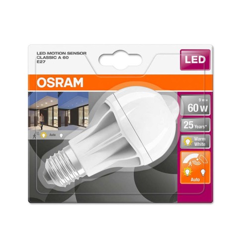 LED лампа със сензор за движение OSRAM CLA60 9W E27 топла светлина - 1