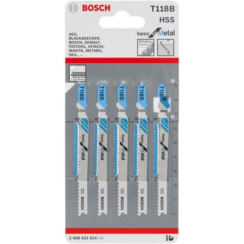 Нож за прободен трион 5бр T 118 B Метал BOSCH