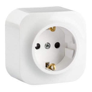 Контакт шуко 16А открит монтаж детска защита бял Forix LEGRAND