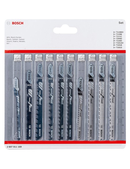 Комплект ножове за зеге за дърво 10 части BOSCH - 2
