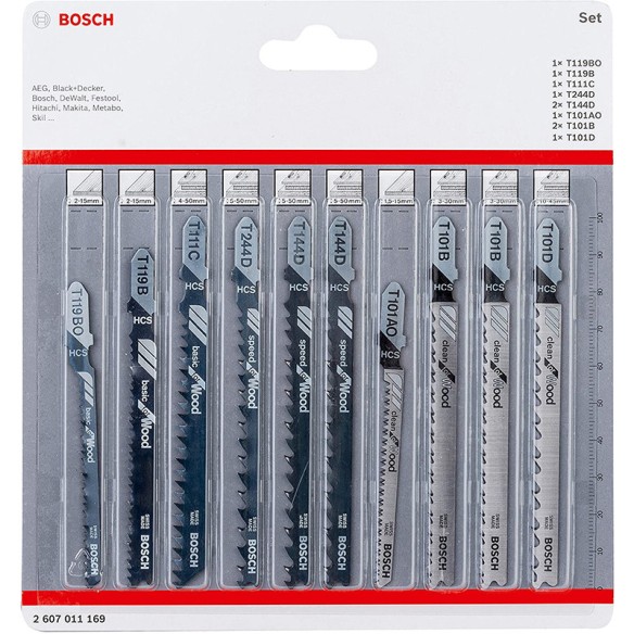 Комплект ножове за зеге за дърво 10 части BOSCH