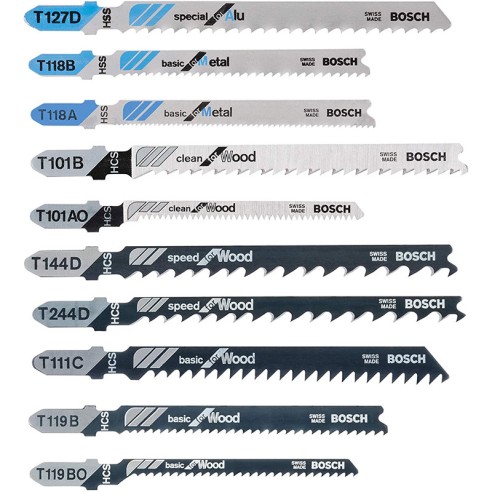 Комплект ножове за зеге за метал и дърво 10 части BOSCH