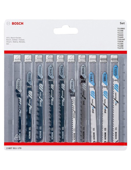Комплект ножове за зеге за метал и дърво 10 части BOSCH - 2