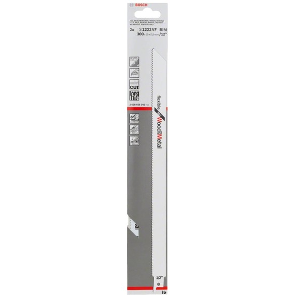 Нож за саблен трион 1 бр S 1222 VF метал BOSCH - 2