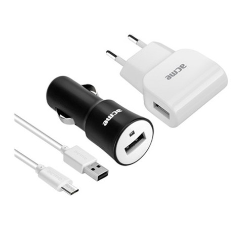 Комплект зарядни 220V, 12V, Micro USB кабел ACME - 1