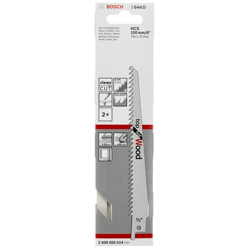 Нож за саблен трион 1 бр S 644 D дърво BOSCH - 2