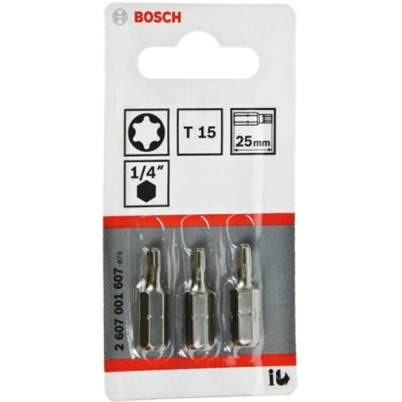Битове T15 25 мм за винтоверти и отвертки 3 бр. BOSCH