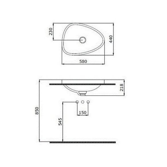 Мивка ETNA 58.5x44.5 см бял гланц BOCCHI