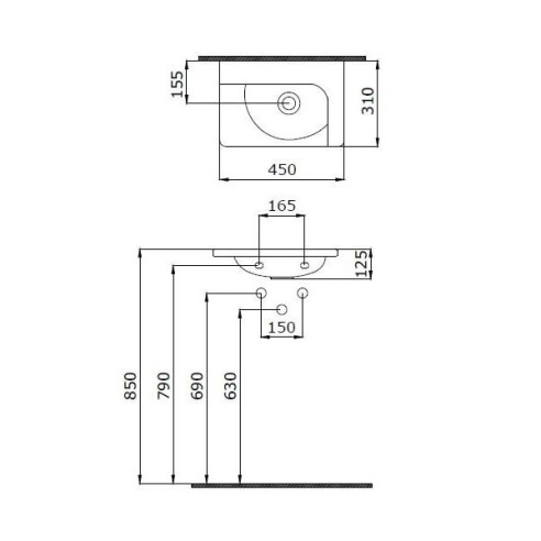 Умивалник за стена или плот Taormina Arch 45х31см бял гланц BOCCHI - 2