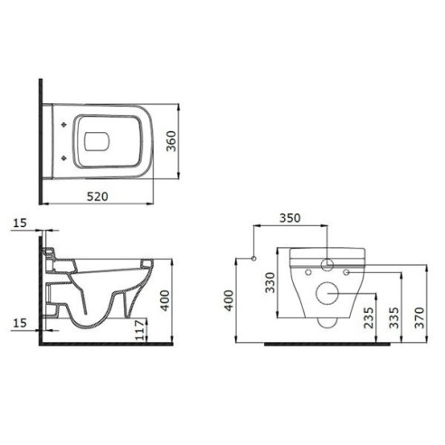 Конзолна тоалетна чиния Scala Arch 52x36х33см BOCCHI - 2