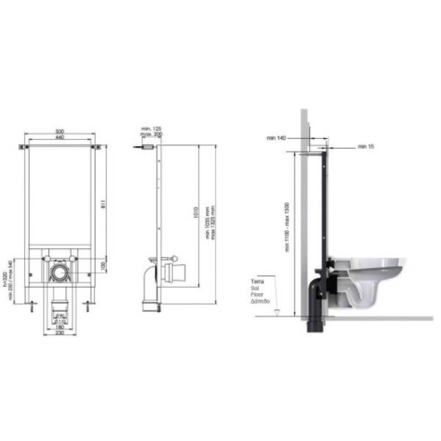 Структура за вграждане за стенна тоалетна чиния F02-0013 BOCCHI