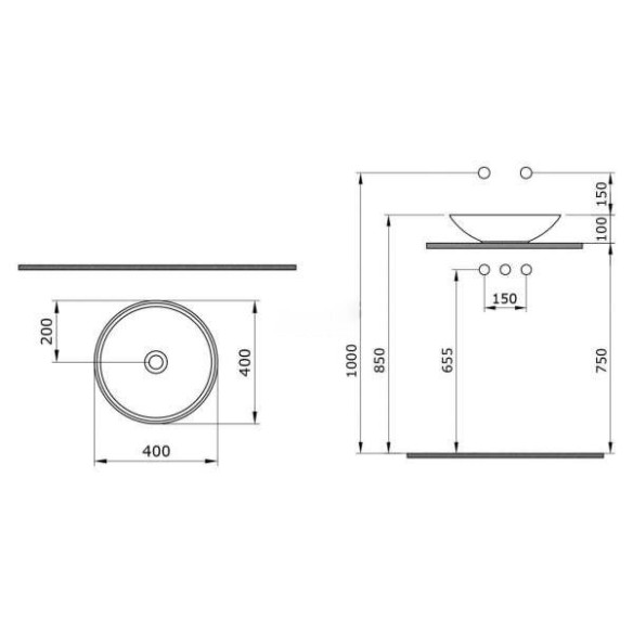 Умивалник Venezia 40х40х10см BOCCHI - 2