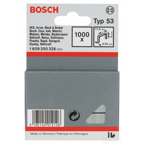 Скоби за такер от фина тел Тип 53 - 11.4x0.74x6 мм - BOSCH - 3