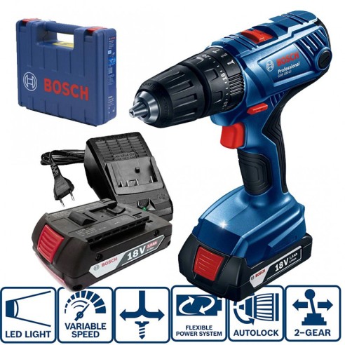 Акумулаторен винтоверт GSB 180-LI 18V/2.0Ah Professional BOSCH - 1