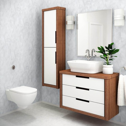 PVC ламперия 25см/8мм 2.65м цвят Marmino Blue Vilo - 2