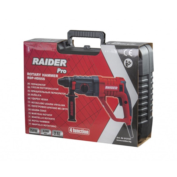 Перфоратор 750W 2.3kg 26мм 4 функции рег. обороти Raider - 3
