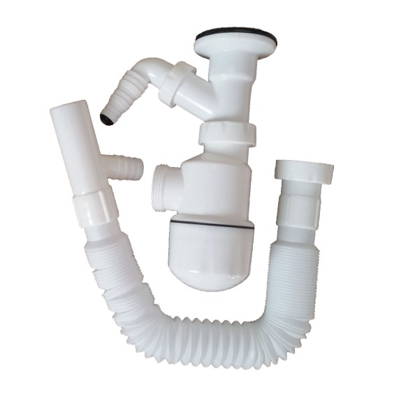 Сифон с бутало с витло, гофрирана връзка и щуцер 1 1/4" - 1