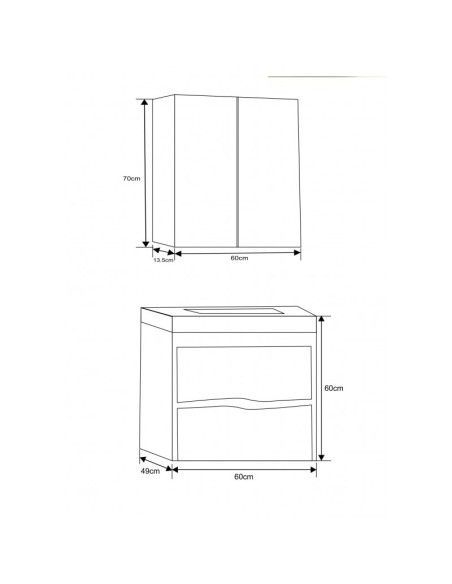 Комплект PVC  горен и долен шкаф за баня с умивалник- 5055