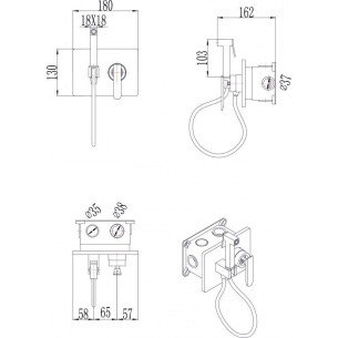 Смесител с душ за вграждане Блейк INTER CERAMIC - 1 2